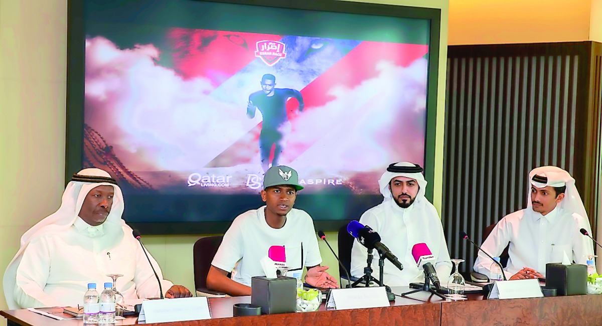 FROM LEFT: Abdullah Al Khater, Mutaz Essa Barshim, Nasser Abdullah Al Hajri and Khalid Saadoun Al Kuwari at the conference.