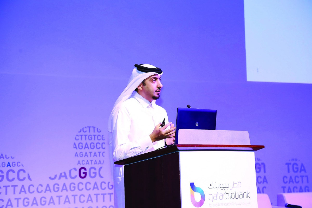 Dr Hamad Al Ibrahim, Executive Vice-President of QF R&D, delivers his opening remarks at the second Qatar Biobank Conference.