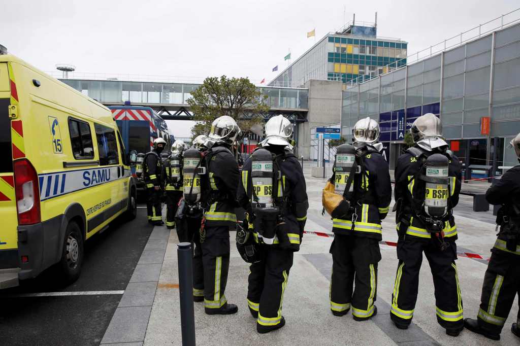 Emergency services at Orly airport southern terminal after a shooting incident near Paris, France March 18, 2017. REUTERS/Benoit Tessier
