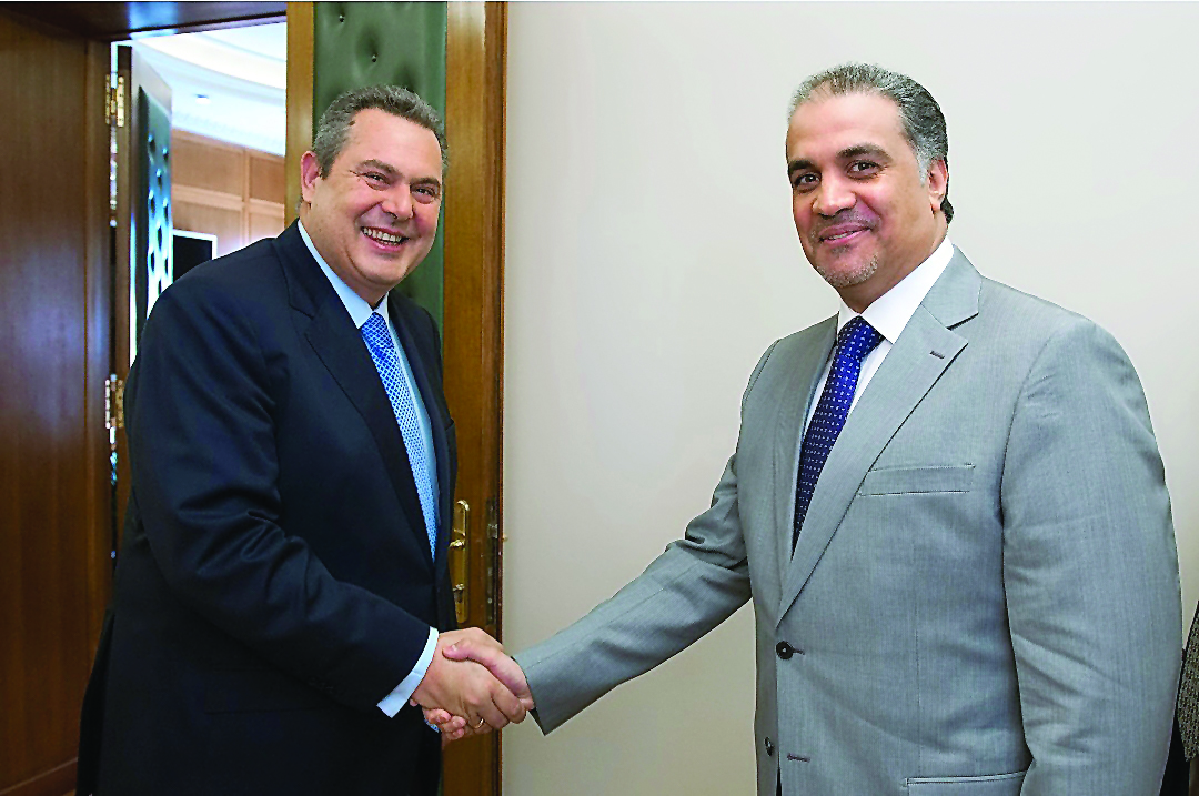 Greek Defence Minister Panos Kammenos met Qatar's Ambassador to Greece, Republic Abdulaziz Ali Al Naama, yesterday. They discussed bilateral relations and ways of enhancing them.