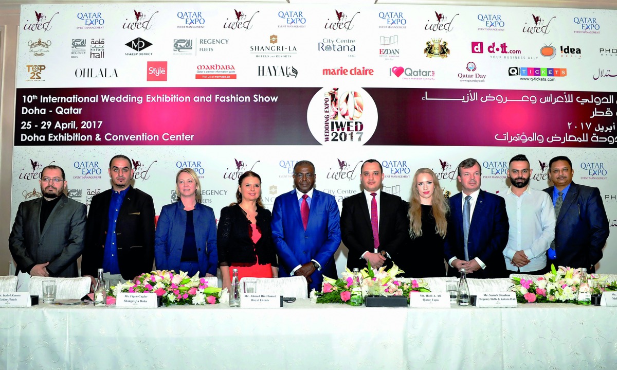 Officials at the press conference to announce the 10th International Wedding Exhibition & Fashion Show Doha (IWED) 2017, at Shangri-La Doha, yesterday. Pic: Kammutty VP/ The Peninsula