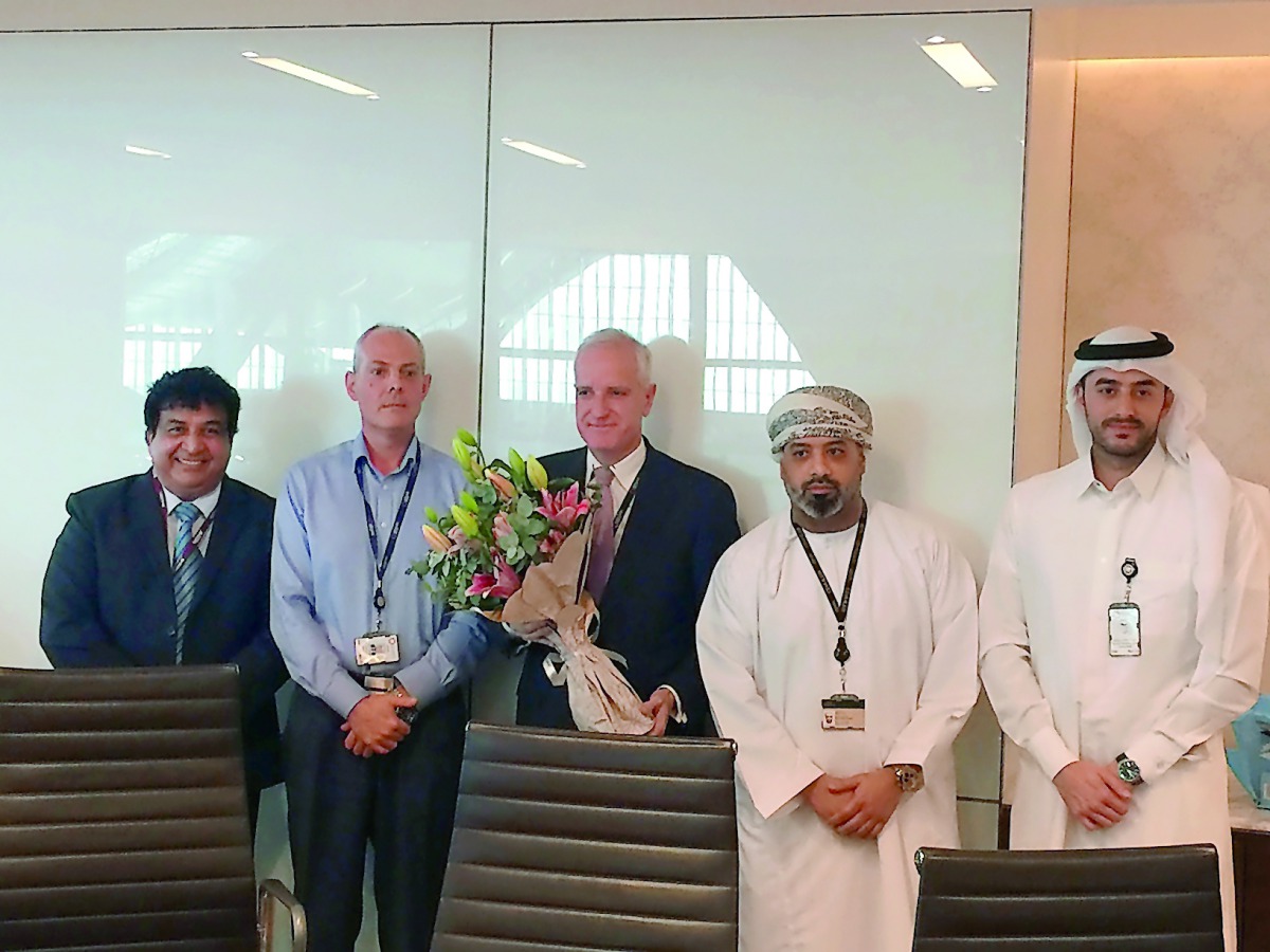 From Left: Jerson Sequeira - Chairman AOC & Manager Hub Operations-Qatar Airways; Philip J Bamber - AVP Airport Security, HIA; Ioannis Metsovitis - VP Operations, HIA; Fayiq Al Sulaimani - Vice Chairman AOC & Airport Manager-Etihad Airways; Abdullah G Ali