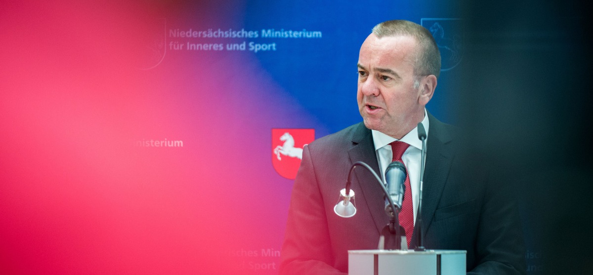 Lower Saxony's Interior Minister Boris Pistorius gives a press conference in Hanover, central Germany, on March 28, 2017. Pistorius accused Turkey of carrying out 