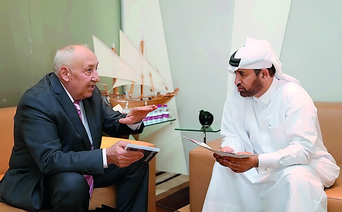 Maldova's Ambassador to Qatar, Valeriu Tihonov (left), with General Manager of Cultural Village Foundation- Katara, Dr Khalid bin Ibrahim Al Sulaiti.