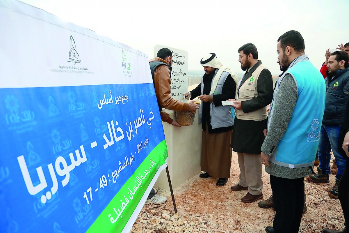 Dr Mohammed Salah, Deputy Director General of the RAF Foundation, laying the foundation stone of the project.