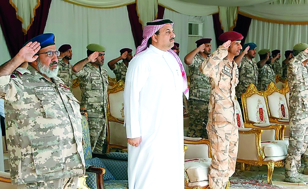 Minister of State for Defence Affairs, H E Dr Khalid bin Mohamed Al Attiyah (centre), at the graduation ceremony of the Joint Special Forces