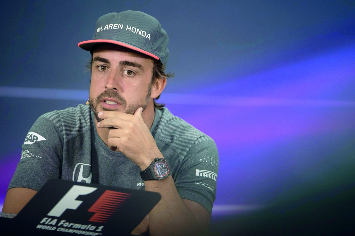 McLaren Honda's Spanish driver Fernando Alonso attends the drivers press conference ahead of the Formula One Bahrain Grand Prix at the Sakhir Circuit in the desert south of the Bahraini capital, Manama