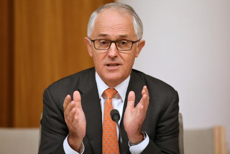 File photo: Australian Prime Minister Malcolm Turnbull speaks during a meeting at Parliament House in Canberra, Australia, April 19, 2017. Picture taken April 19, 2017. AAP/Lukas Coch/via Reuters