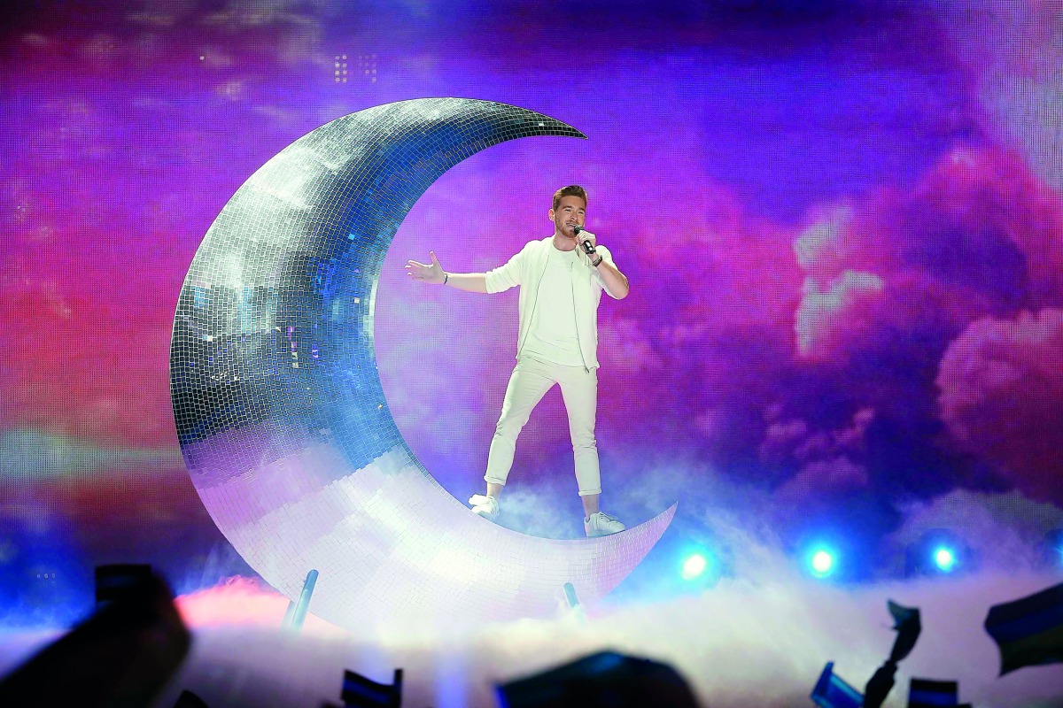 Austria's Nathan Trent performs the song 'Running On Air' during the Eurovision Song Contest 2017 Semi-Final 2 at the International Exhibition Centre in Kiev, Ukraine.