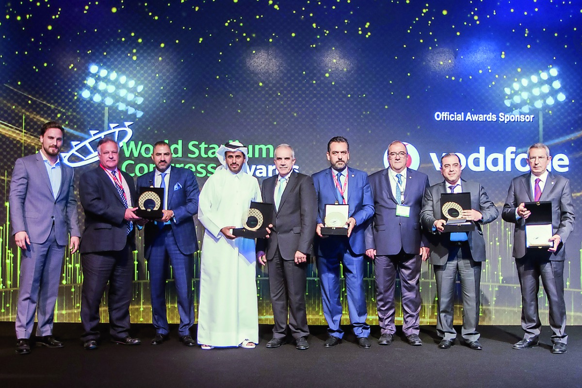 Officials and other participants at the World Stadium Congress event.