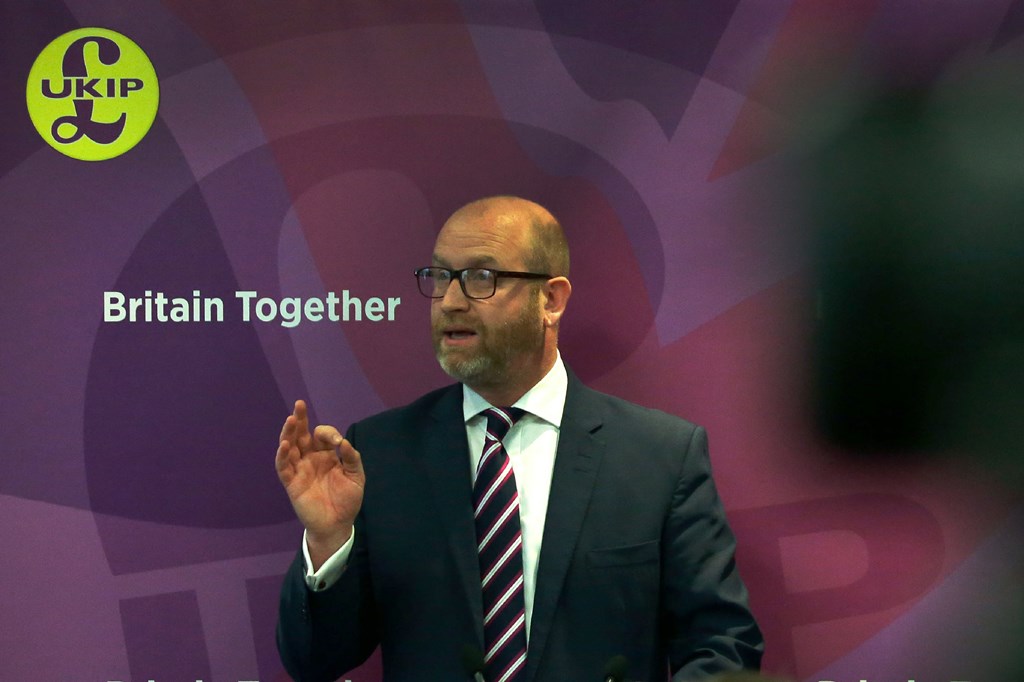 UK Independence Party (UKIP) leader Paul Nuttall speaks during the launch of the party's general election manifesto in central London on May 25, 2017. Britain goes to the polls on June 8 to elect a new parliament in a general election. / AFP / Daniel LEAL
