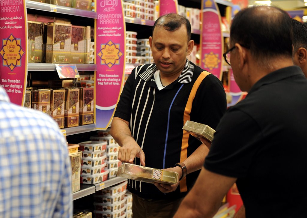 People shop for Ramadan in a mall in Qatar. Pic: Abdul Basit / The Peninsula 