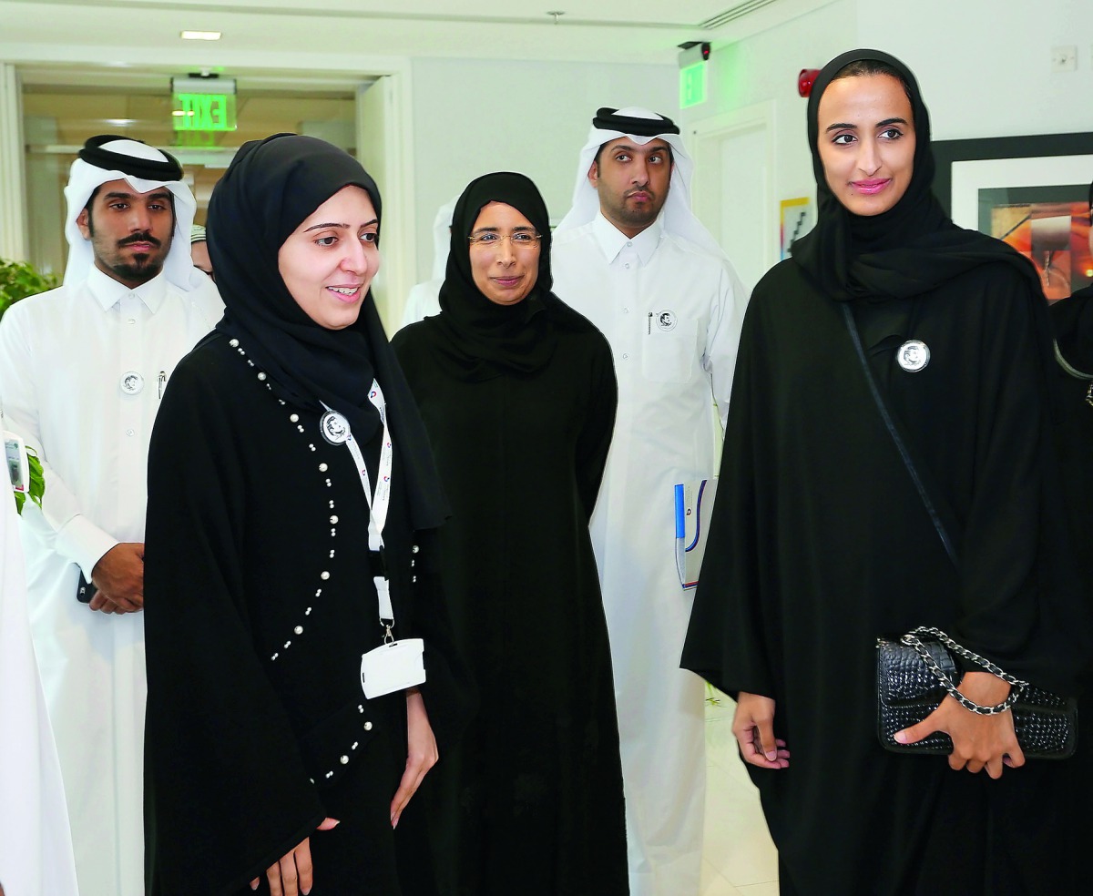 H E Sheikha Hind bint Hamad Al Thani, Vice-Chairperson and CEO of Qatar Foundation (QF), during her visit to Qatar Biobank.
