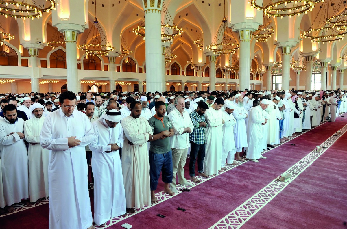 Faithful offering the last Friday prayer of the Holy Month of Ramadan, at the Imam Muhammad Ibn Abdul Wahhab Masjid in Doha. Pic: Kammutty V P / The Peninsula