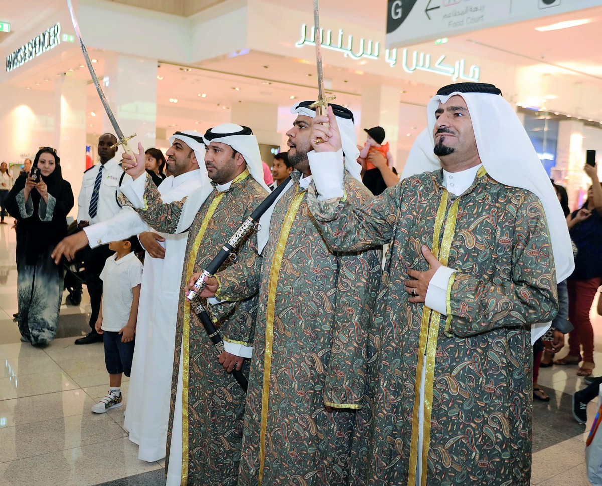 Traditional dance during Eid celebrations at Doha Festival City, yesterday. Pic: Abdul Basit / The Peninsula