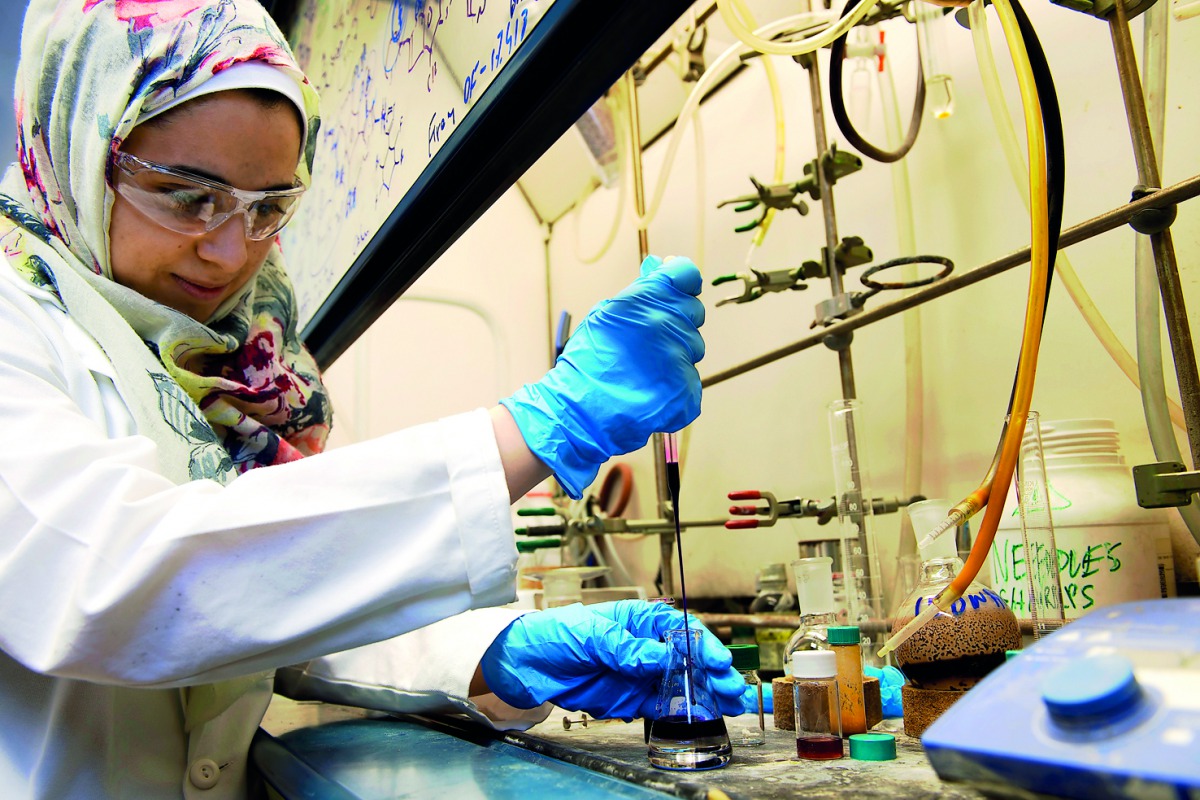 A Texas A&M at Qatar researcher at work.