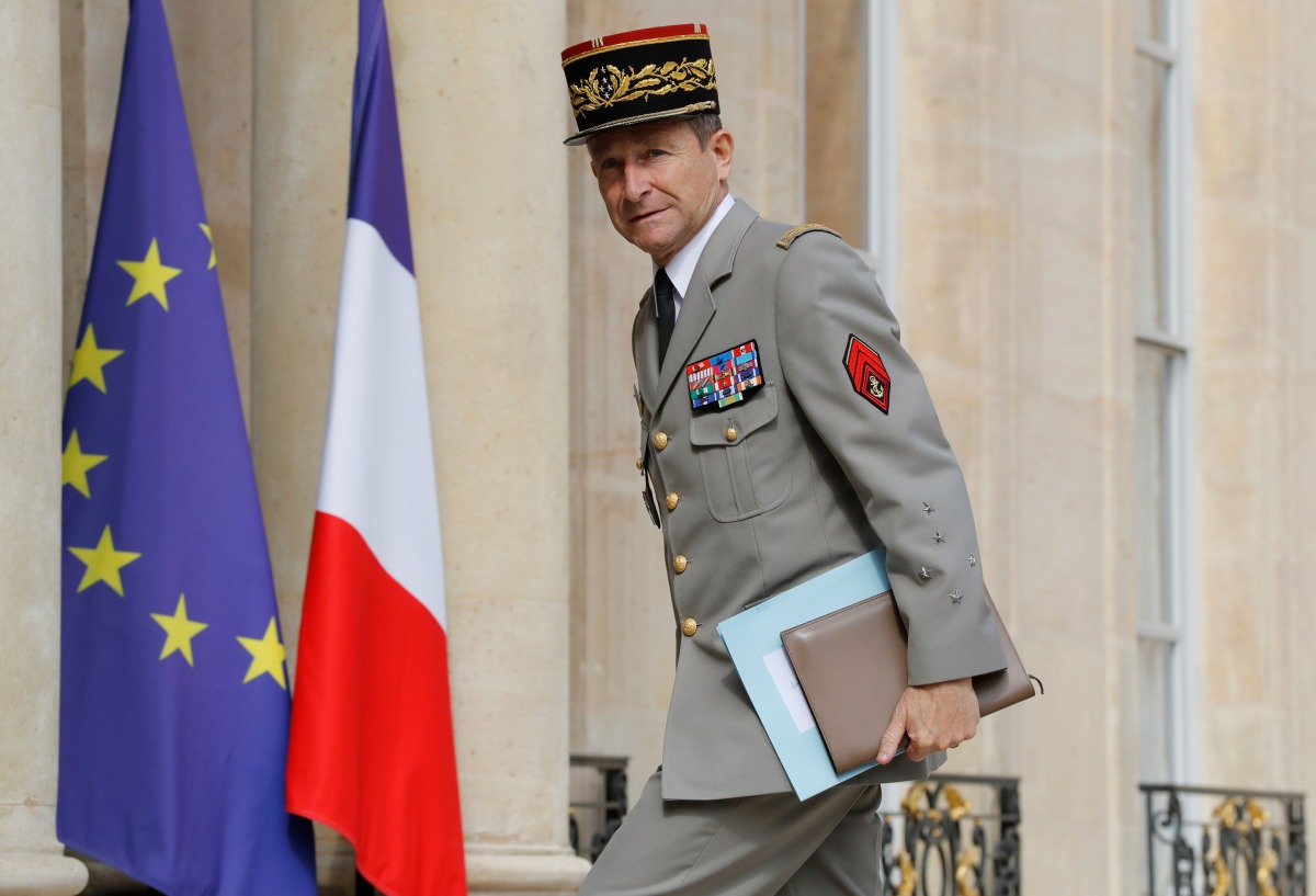 Chief of the Defence Staff of the French Army General Pierre de Villiers arriving for an annual Franco-German Summit at the Elysee Palace in Paris on July 13, 2017. AFP / Patrick Kovarik