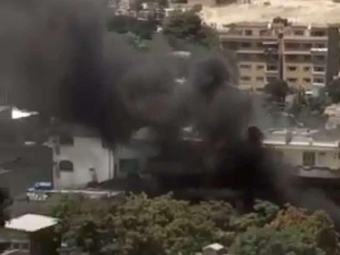 Smoke billows in this still from video obtained from social media, in Kabul, Afghanistan July 31, 2017. Social media website/via REUTERS 