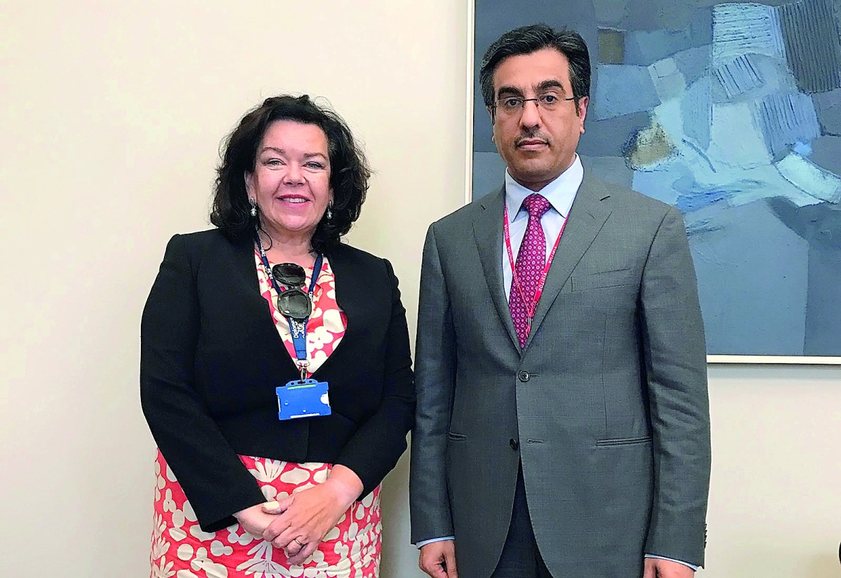 Director-General Political at UK Foreign and Commonwealth Office, Karen Pierce, with NHRC Chairman Dr Ali bin Sumaikh Al Marri, in London.