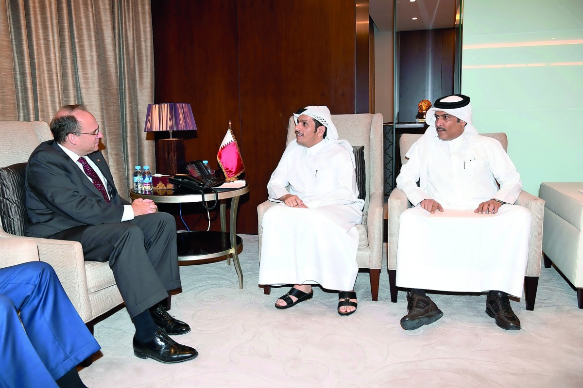 Minister of Foreign Affairs H E Sheikh Mohamed bin Abdulrahman Al Thani met yesterday with US Assistant Secretary of the Treasury for Terrorist Financing, Marshall Billingslea. 