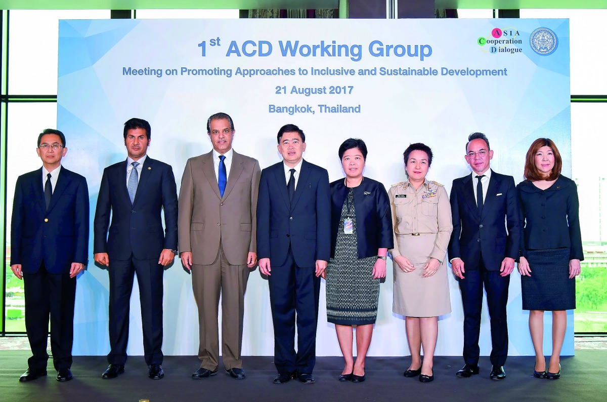 Qatar’s Ambassador to Thailand H E Sheikh Jassim bin Abdulrahman Al Thani (second left), during the Asian Cooperation Dialogue (ACD) working group meeting in Bangkok.