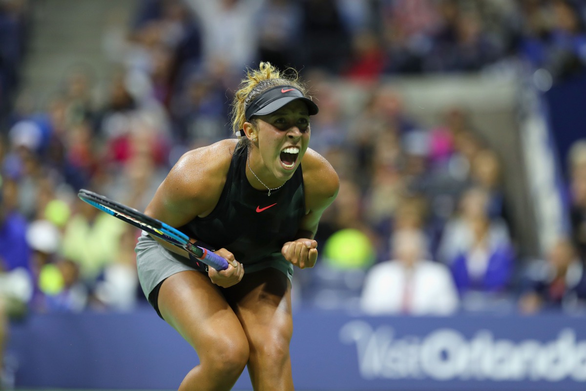  Madison Keys of the United States celebrates match point against Elena Vesnina of Russia during their third round Women's Singles match on Day Six of the 2017 US Open at the USTA Billie Jean King National Tennis Center on September 2, 2017 in the Flushin