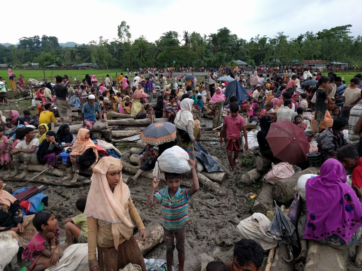 Rohingya Muslims, fled from ongoing military operations in Myanmar’s Rakhine state are seen at a makeshift shelters in Cox's Bazar Bangladesh on September 03, 2017. ( Zakir Hossain Chowdury - Anadolu Agency )