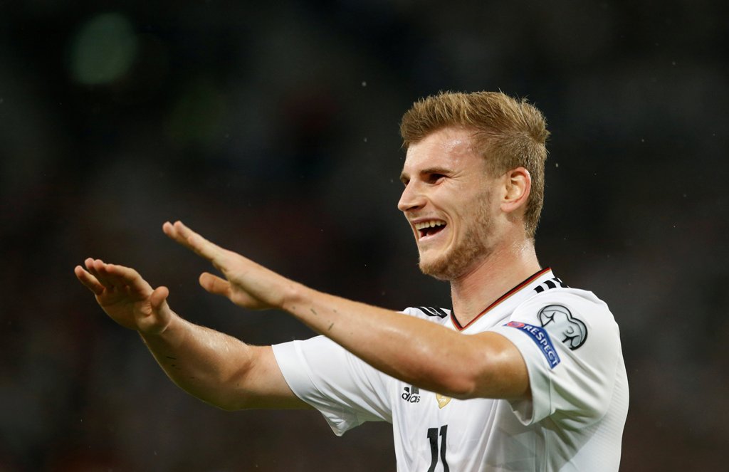 Germany’s Timo Werner celebrates scoring their fourth goal REUTERS/Michaela Rehle
