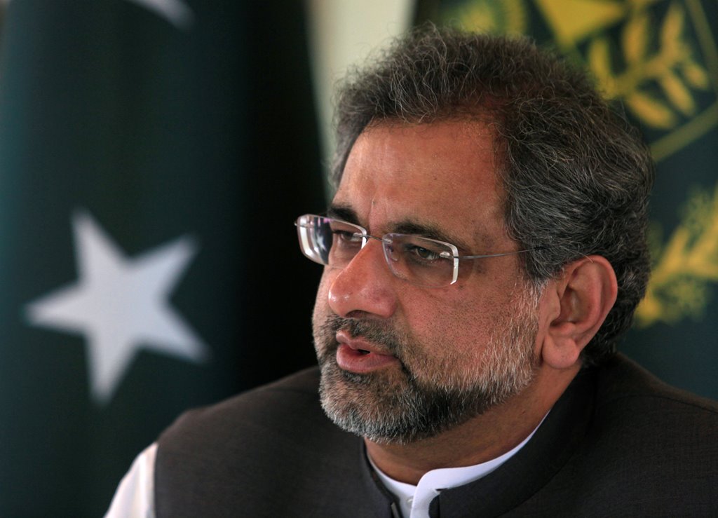 Pakistan's Prime Minister Shahid Khaqan Abbasi speaks with a Reuters correspondent during an interview at his office in Islamabad, Pakistan September 11, 2017. REUTERS/Faisal Mahmood
