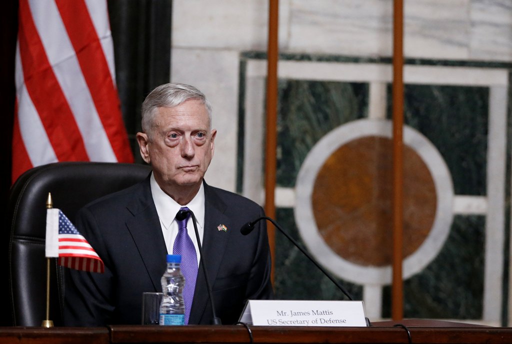 U.S. Defense Secretary Jim Mattis listens to a question during a joint news conference in New Delhi, India September 26, 2017. REUTERS/Adnan Abidi
