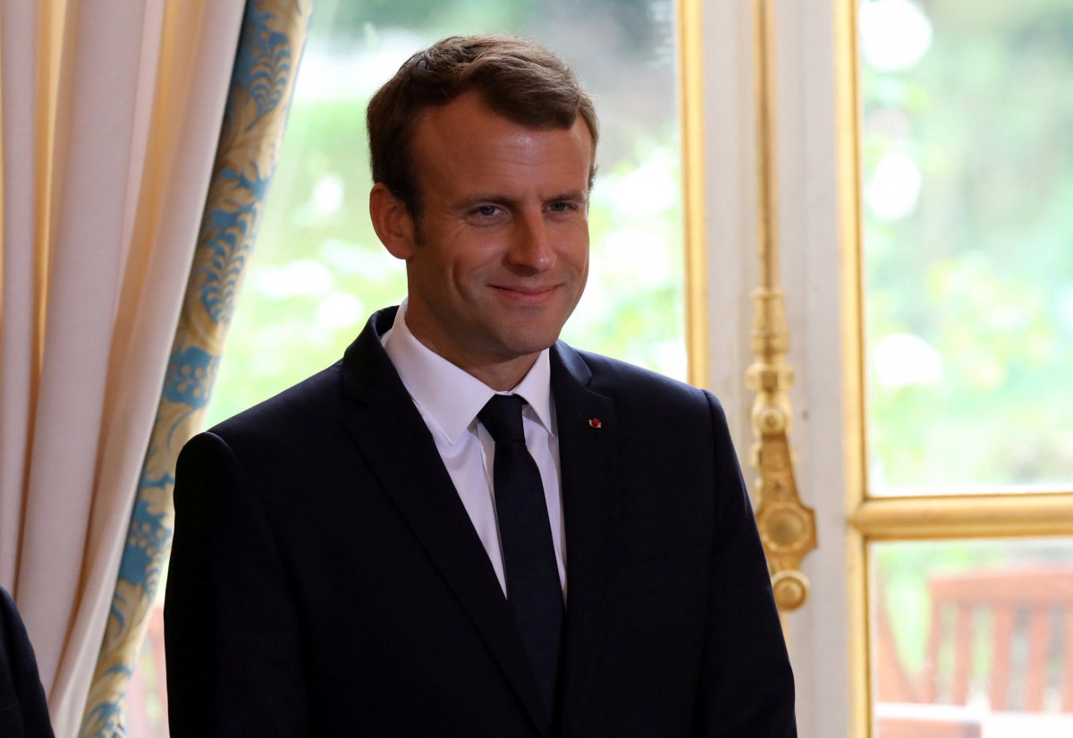 French President Emmanuel Macron is seen prior to his meeting with Iraqi Prime minister Haider Al-Abadi at the Elysee Palace in Paris, France, October 5, 2017. REUTERS/Ludovic Marin/Pool
