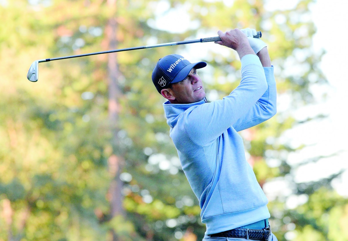 Brendan Steele plays his shot from the 12th tee during the first round of the Safeway Open at the North Course of the Silverado Resort and Spa on Thursday in Napa, California.