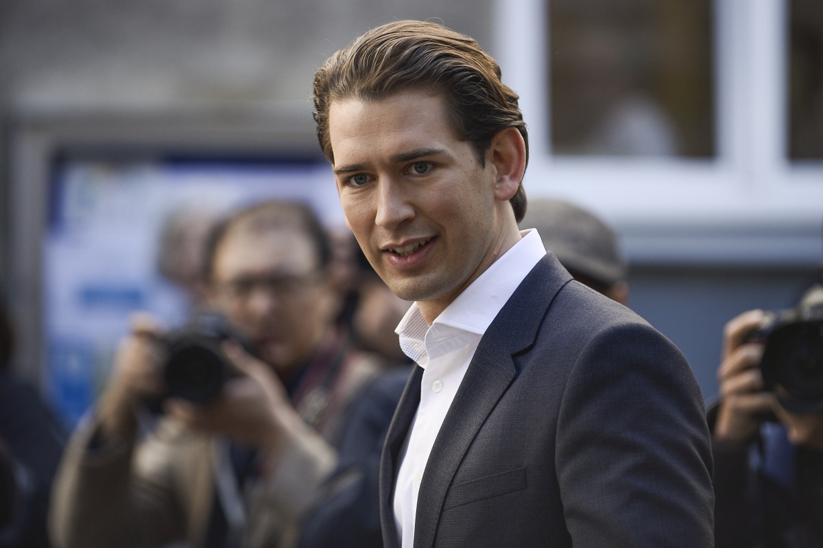 Sebastian Kurz, leader of conservative OVP party, arrives at a polling station to cast his vote in parliamentary election in Vienna, Austria on October 15, 2017. (Omar Marques/Anadolu Agency)