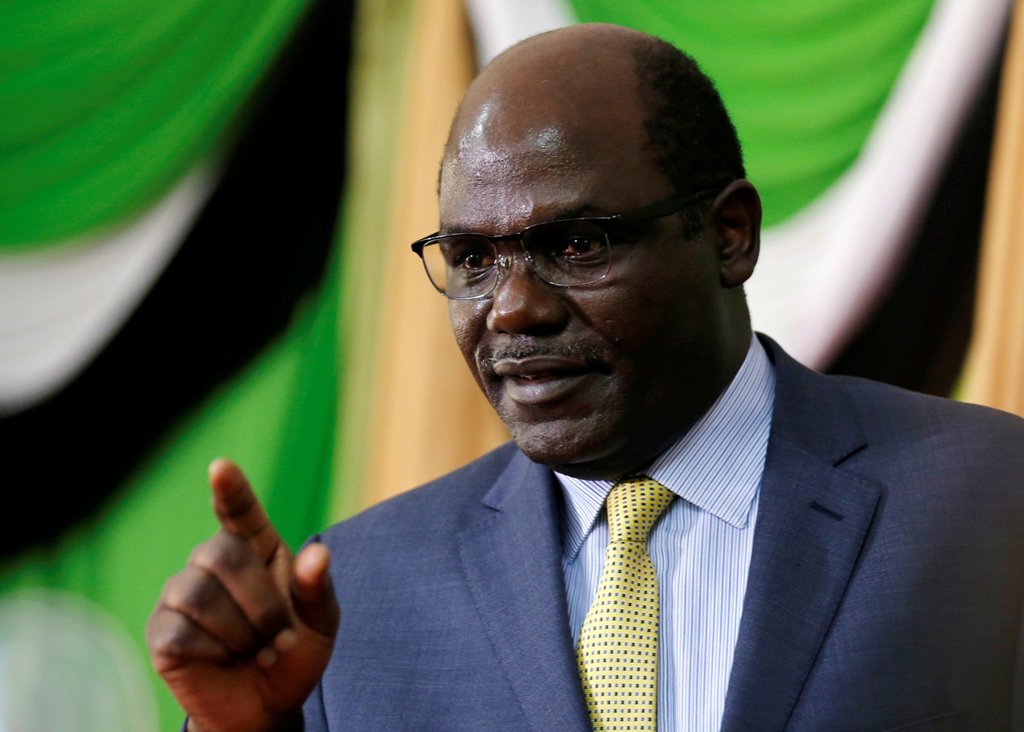 Kenyan Independent Electoral and Boundaries Commission (IEBC) chairman Wafula Chebukati addresses a news conference at the Bomas of Kenya, in Nairobi, Kenya October 18, 2017. REUTERS/Thomas Mukoya