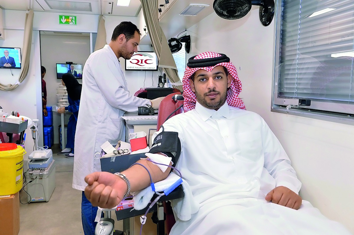 A file photo that shows Salem Al Mannai, Deputy Group President & CEO QIC MENA, during the blood donation camp. 