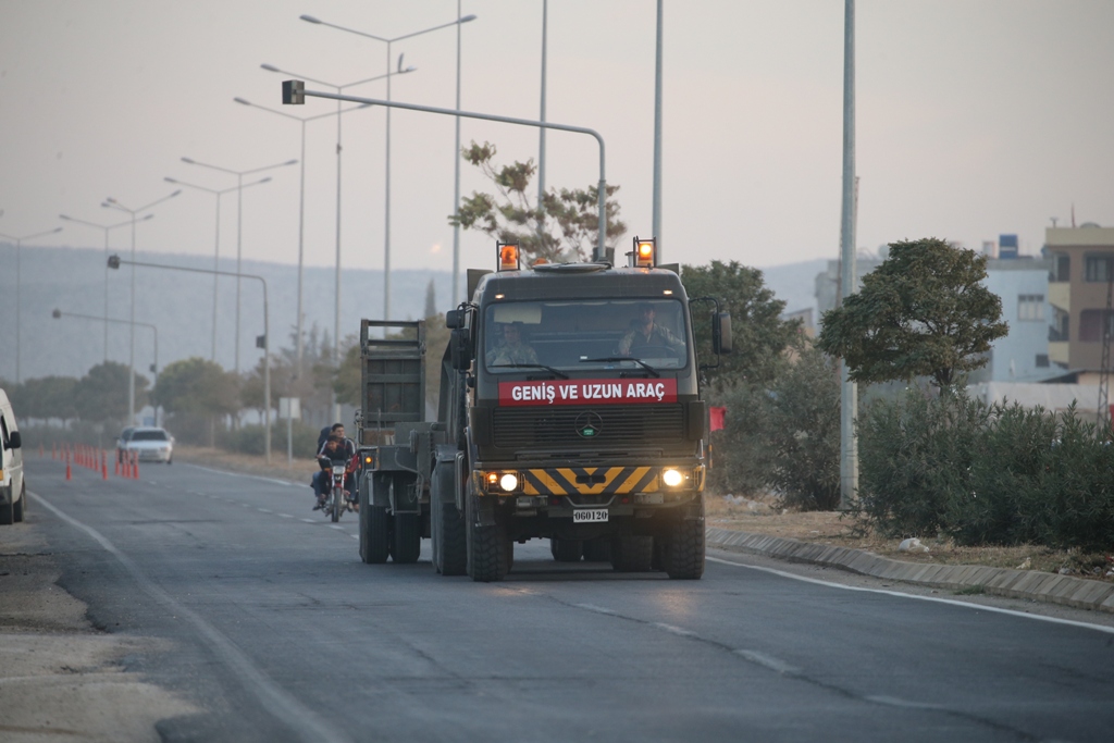 Turkish Army's armoured vehicles are deployed on the border line in the Turkish border district of Reyhanli near Syria's Idlib, within the reconnaissance activities in Idlib as part of an international agreement to establish de-escalation zones, in Hatay,