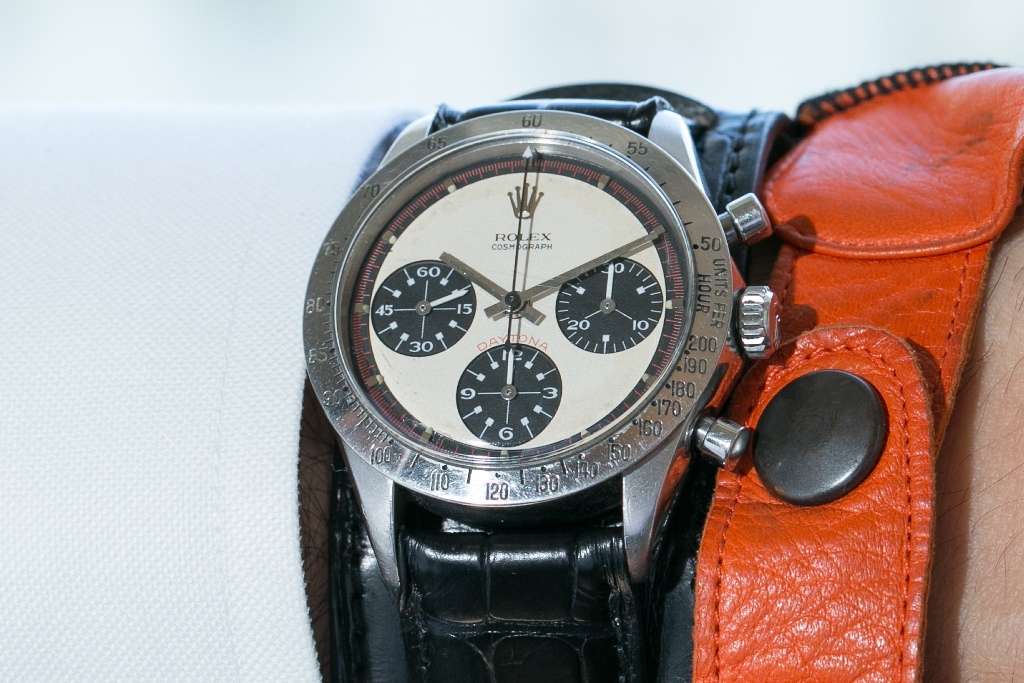This handout photo obtained October 27, 2017 courtesy of Phillips Auction shows actor Paul Newman's legendary Rolex 'Paul Newman' Daytona. AFP PHOTO /PHILLIPS/HANDOUT