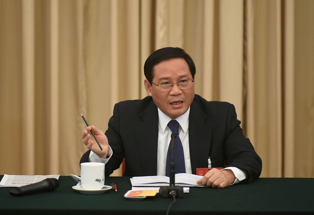 A file photo of Communist Party Secretary of Jiangsu, Li Qiang,speaks during the Jiangsu delegation's group discussion during the National People's Congress (NPC), in Beijing, China March 7, 2017. REUTERS/Stringer