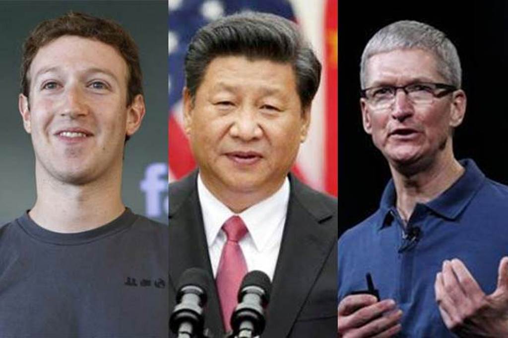 A collage of file pictures of Facebook's Mark Zuckerberg, Chinese President Xi Jingping and Apple CEO Tim Cook. Reuters