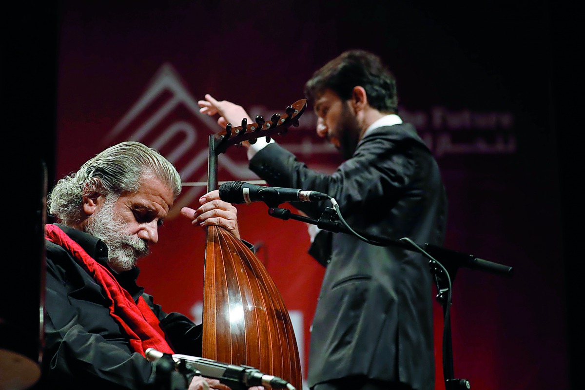 Unesco Artist for Peace, Marcel Khalife (left), will perform tonight at Qatar Philharmonic Orchestra’s concert under the baton of conductor Lubnan Baalbaki (right).