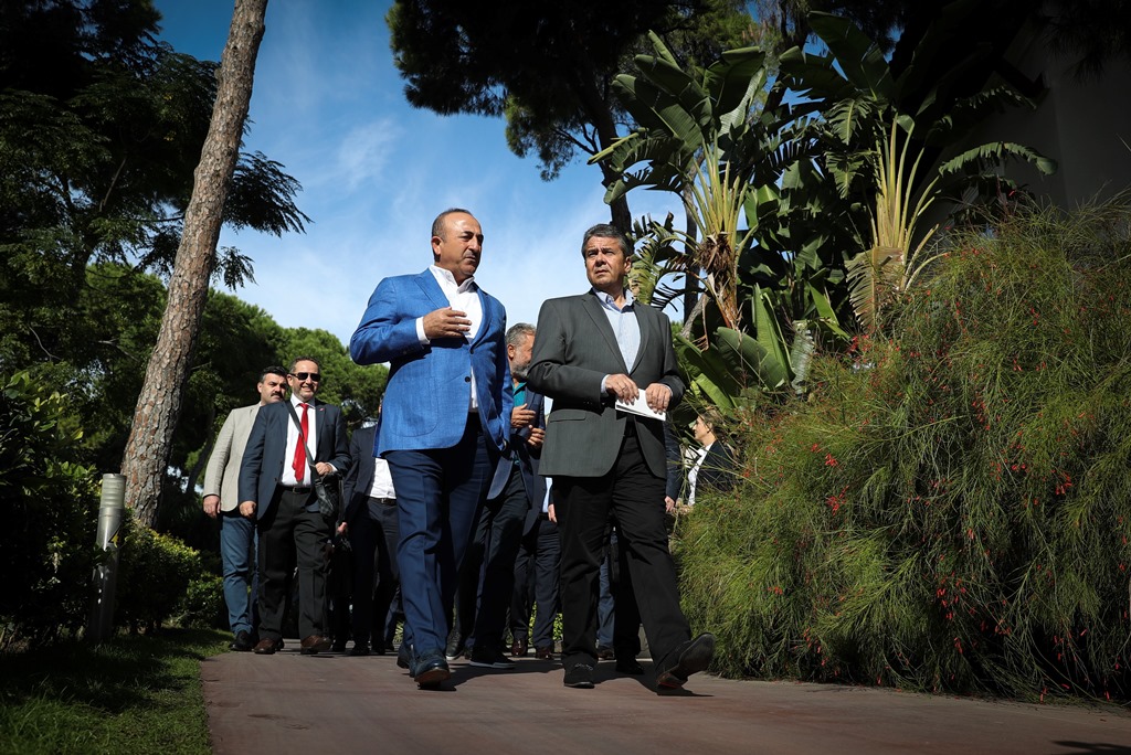 ANTALYA: Turkish Foreign Minister Mevlut Cavusoglu meets German Foreign Minister Sigmar Gabriel in Ankara, Turkey on November 4, 2017. (Cem Özdel - Anadolu Agency)
