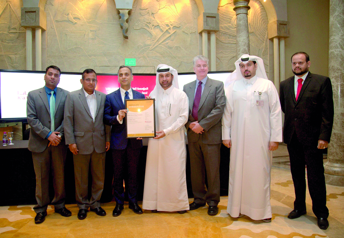 Katara General Manager, Dr. Khalid bin Ibrahim Al Sulaiti, receives the ISO 20000 certification. 