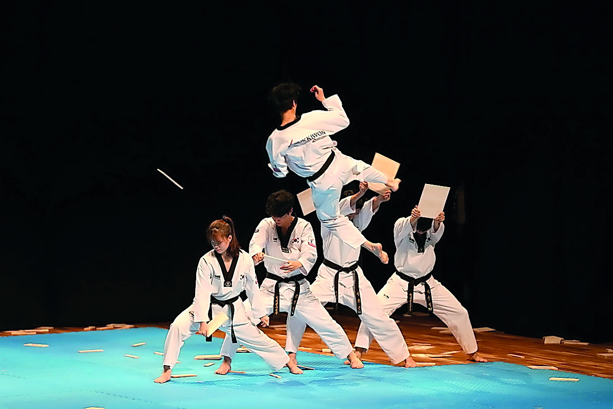 Kukkiwon Taekwondo Demonstration team performs at ‘The Rhythm of Korea’ show at Katara Drama Theatre.
