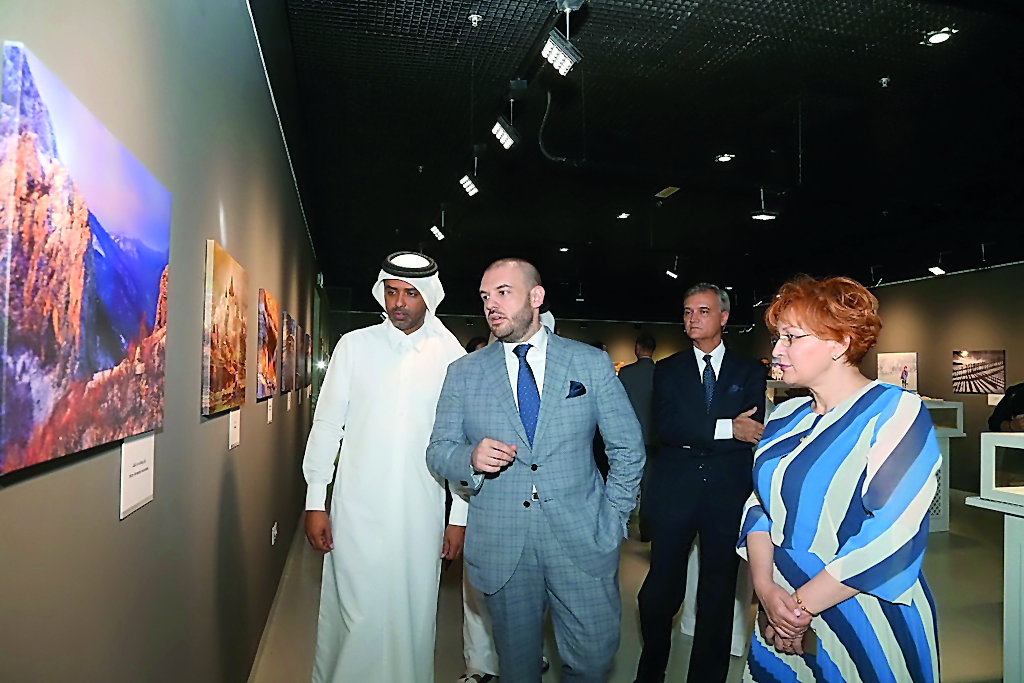 Dignitaries taking a tour at the exhibition at Katara.