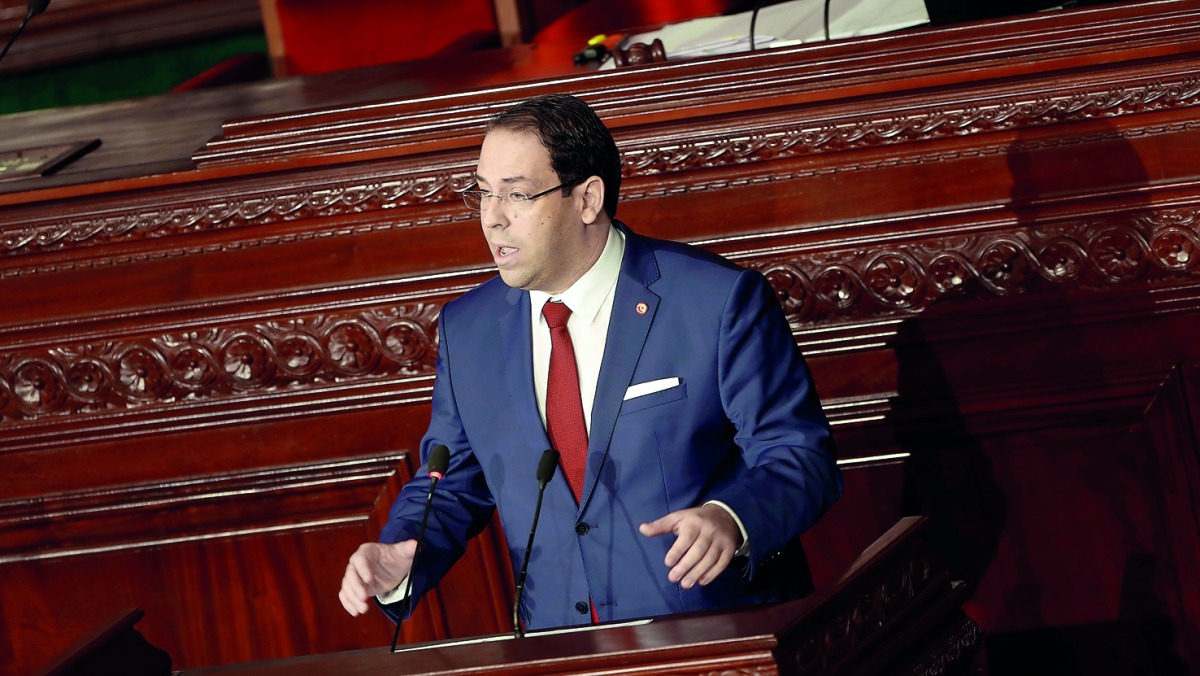 Tunisia's Prime Minister Youssef Chahed speaks at the Assembly of People's Representatives in Tunis,Tunisia November 21, 2017. Reuters/Zoubeir Souissi