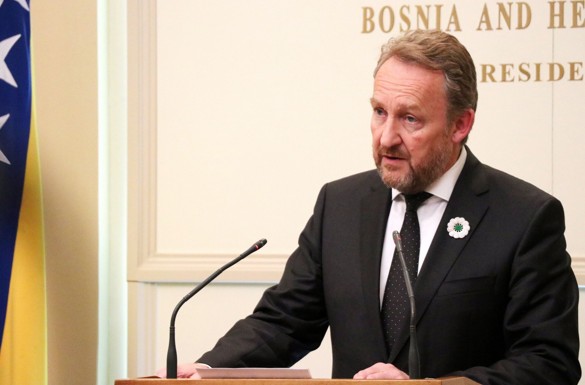 Bosnian Muslim member of country's tripartite Presidency, Bakir Izetbegovic, speaks during a press conference in Sarajevo, on November 22, 2017 following the deliberation by the Hague-based UN tribunal on the case of Bosnian Serb wartime military chief Ra