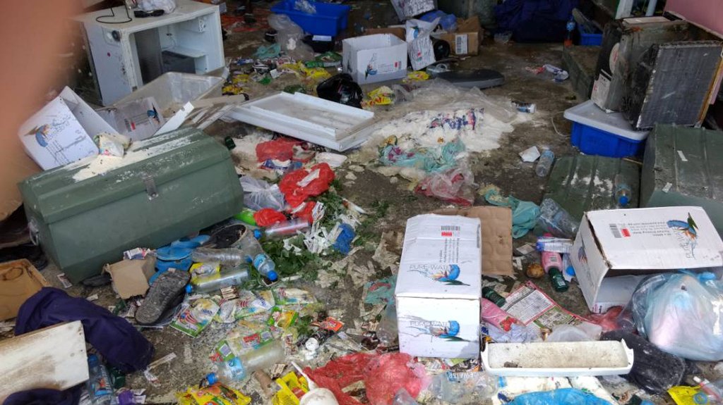 Debris and food are seen at the Manus Island detention centre after a police operation on Manus Island November 23, 2017. AAP/via REUTERS
