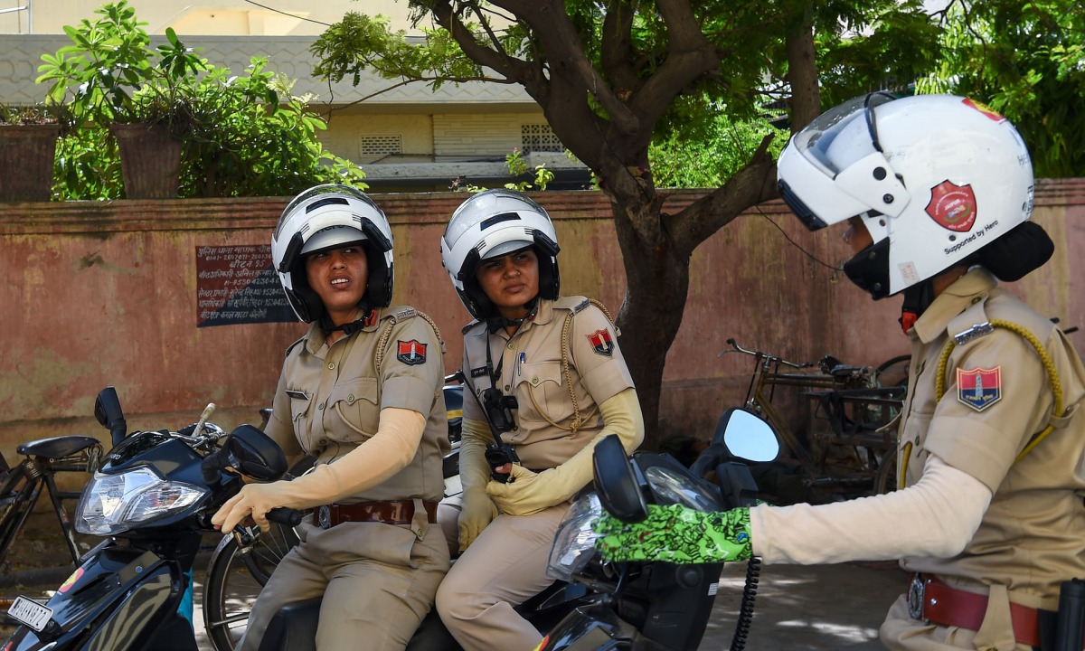 All-female police units are shaking up the male-dominated force in conservative India Photograph: Chandan Khanna/AFP