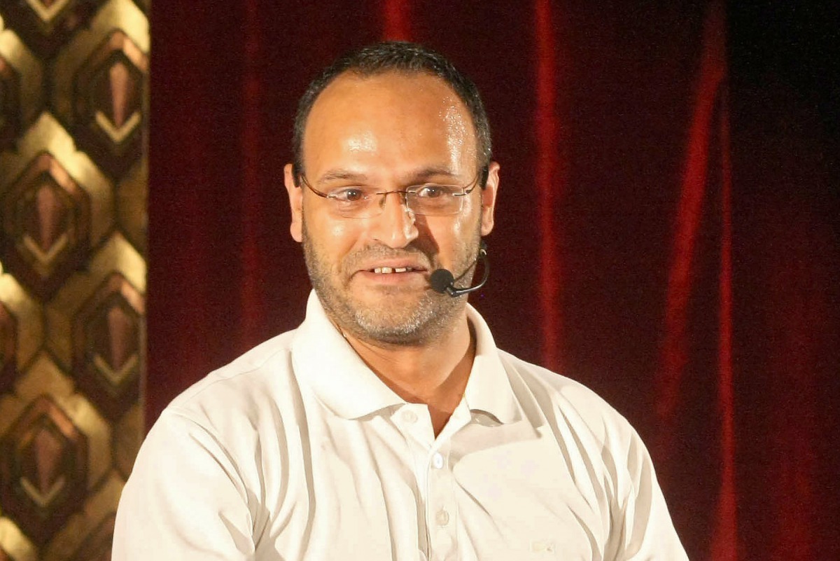 A file picture taken on July 18, 2013, shows Lebanese writer and actor Ziad Itani performing on stage in the capital Beirut. Lebanese authorities arrested Itani on November 24, 2017, on charges of 