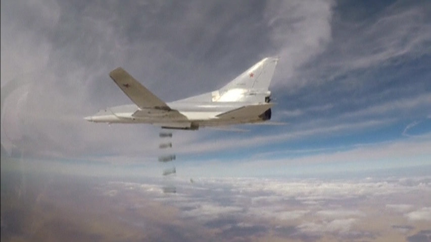 A Russian long-range bomber hits Islamic State targets in the northeast of Syria, in this still image taken from a video released by Russian Defence Ministry on November 25, 2017. Ministry of Defence of the Russian Federation

